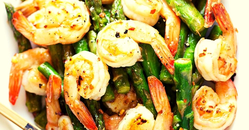 Fried Coconut Shrimp with Asparagus