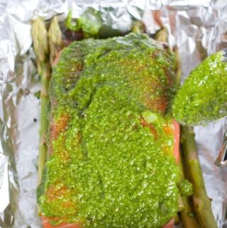Grilled Pesto Salmon with Asparagus