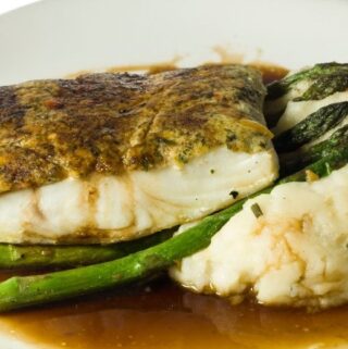 Parmesan-Crusted Halibut with Asparagus