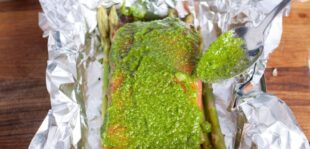Grilled Pesto Salmon with Asparagus