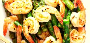 Fried Coconut Shrimp with Asparagus